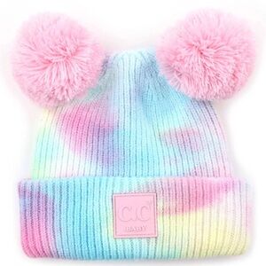 CC BABY AND KIDS POM POM TIE-DYE BEANIES WINTER HAT